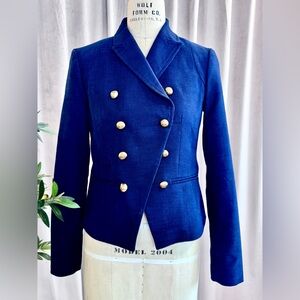 Banana Republic Classic Tweed Double-Breasted Navy Women's Blazer